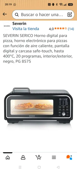 Horno digital Severin para pizza