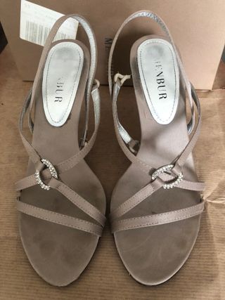 Sandalias de tacón Membur beige y oro