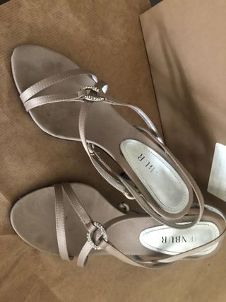 Sandalias de tacón Membur beige y oro