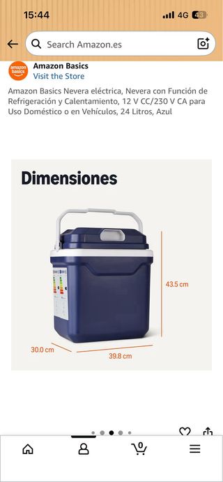 Nevera Eléctrica 24L Azul Amazon Basics coche