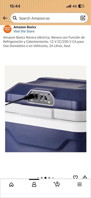 Nevera Eléctrica 24L Azul Amazon Basics coche