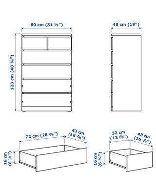 Cómoda Malm 6 cajones 80x123cm