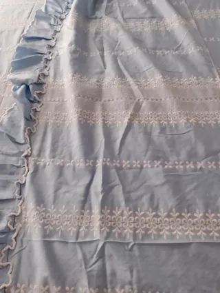 Sobrecama azul y blanco 135cm