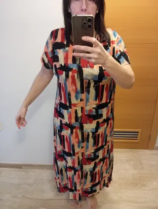 Vestido largo Sfera manga corta estampado L