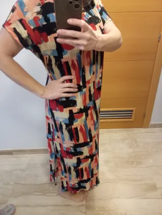 Vestido largo Sfera manga corta estampado L