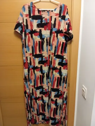 Vestido largo Sfera manga corta estampado L