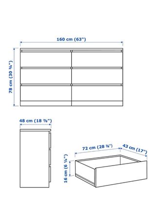 Cómoda MALM 6 cajones 160x78cm