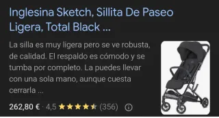 Silla de Paseo Inglesina Sketch Negra