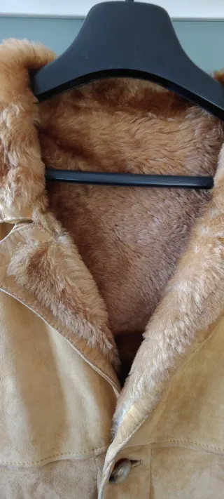 Abrigo Piel Vintage Beige/Marrón