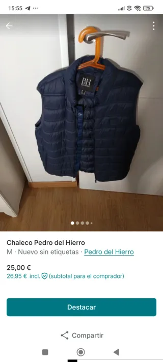 Chaleco Pedro del Hierro Azul Talla M