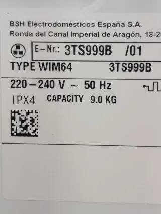 Selector táctil lavadora autodosificación Balay