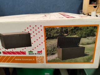 Arcón de jardín Toomax Portonovo 350 L marrón con cojín