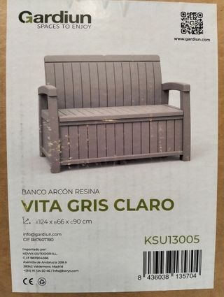 Banco arcón de resina 230L Gardiun Vita gris