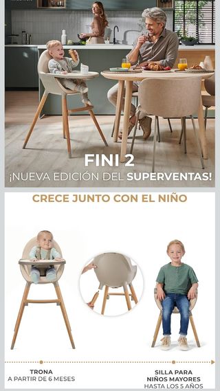 kk Kinderkraft FINI 2 Trona bebé 2 en 1, Silla Infantil