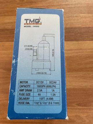 Bomba Agua 12V TMC Autocaravana o camper