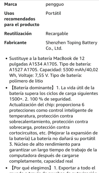 Batería SNSYIY para MacBook