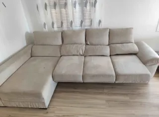 Sofá chaise longue 3 plazas beige
