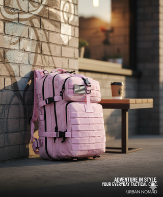 Mochila Táctica Militar 50L Rosa + 2 Parches