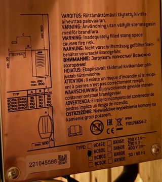 Estufa Sauna Harvia BC60E