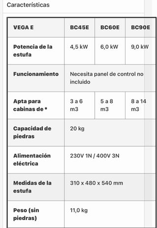 Estufa Sauna Harvia BC60E