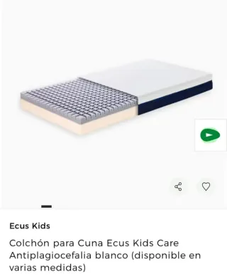 Colchón Cuna Ecus Care Anti-Plagiocefalia 60x120