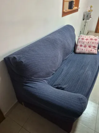 Sofá de 2 plazas azul y morado