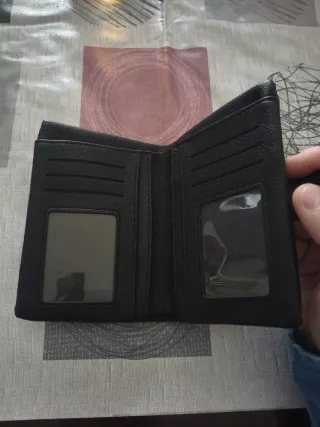 Cartera Billetera Negra con Tira Verde