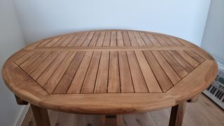 Mesa comedor extensible redonda teca Sklum Pira