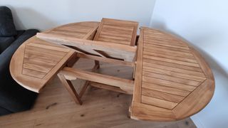 Mesa comedor extensible redonda teca Sklum Pira