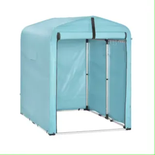 Caseta exterior garaje jardín azul