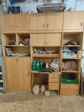 Mueble modular madera con armarios y cajones