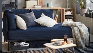 Sofá Cama Ikea Ravaror Azul/Gris