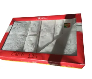 Juego Sábanas 135 + Juego Toallas bordadas calidad