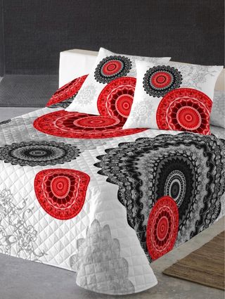 Edredón acolchado Cama 150 + 2 Funda Cojín Mandala
