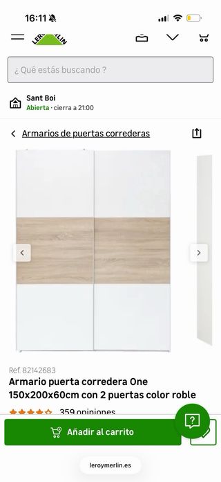 Armario corredero One 150x200cm