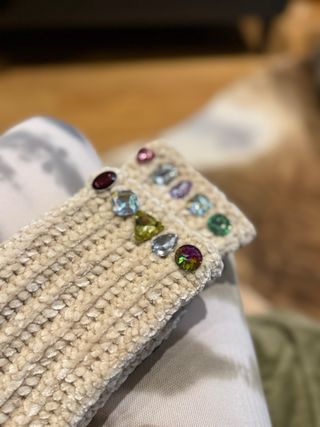 Luvas Sem Dedos Glow Velvet com Cristais