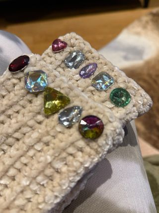 Luvas Sem Dedos Glow Velvet com Cristais