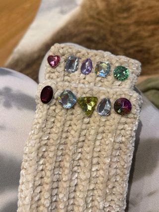 Luvas Sem Dedos Glow Velvet com Cristais