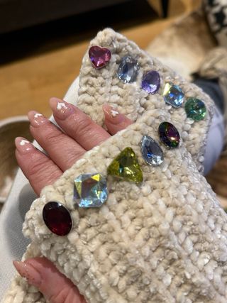 Luvas Sem Dedos Glow Velvet com Cristais