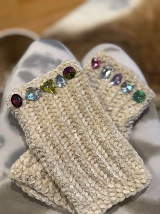 Luvas Sem Dedos Glow Velvet com Cristais