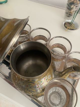 Juego Té Moruno Dorado y Plateado