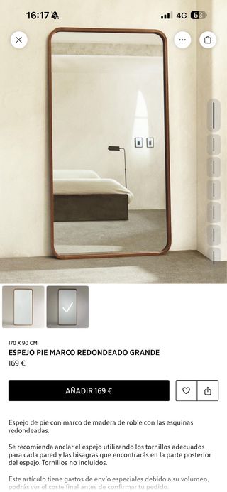 Espejo Zara Home Madera 90x170cm