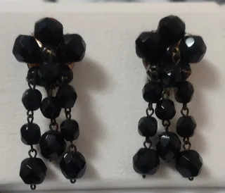 Collar y pendientes vintage cristal negro
