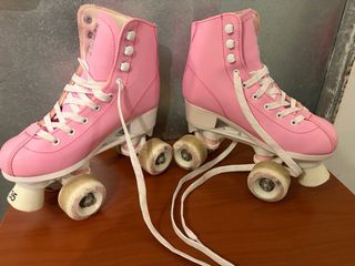 Patines rosas talla infantil + bolsa talla 35