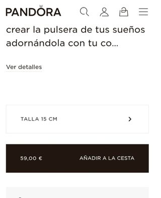 Pulsera Pandora Rígida 15 cm