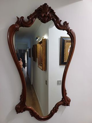 Consola y espejo madera maciza antiguos