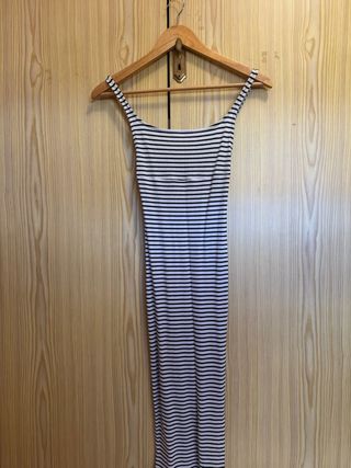 Vestido largo rayas blanco y negro