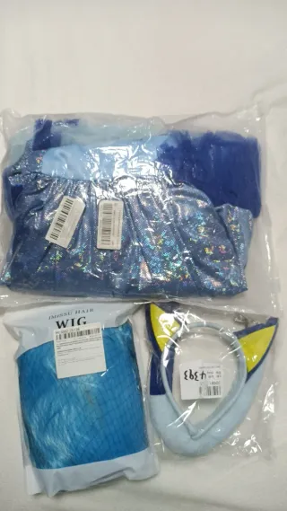 Disfraz Vestido Bluey Niña talla 6-8 con peluca
