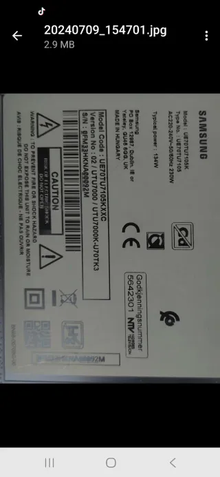 Samsung 75” UE75TU7105K (Placa Base Averiada)