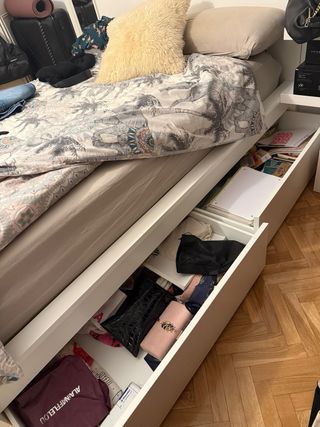 Estructura cama 140cm + 4 cajones + colchón